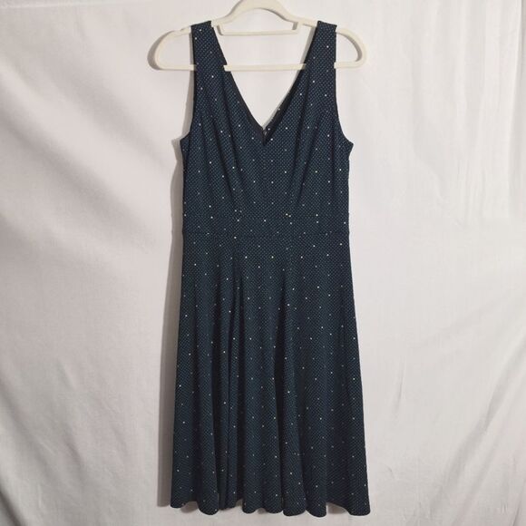 Ann Taylor Womens Sleeveless Dress Navy Polka Dot Classic A Line Retro Size 10 - Picture 3 of 12